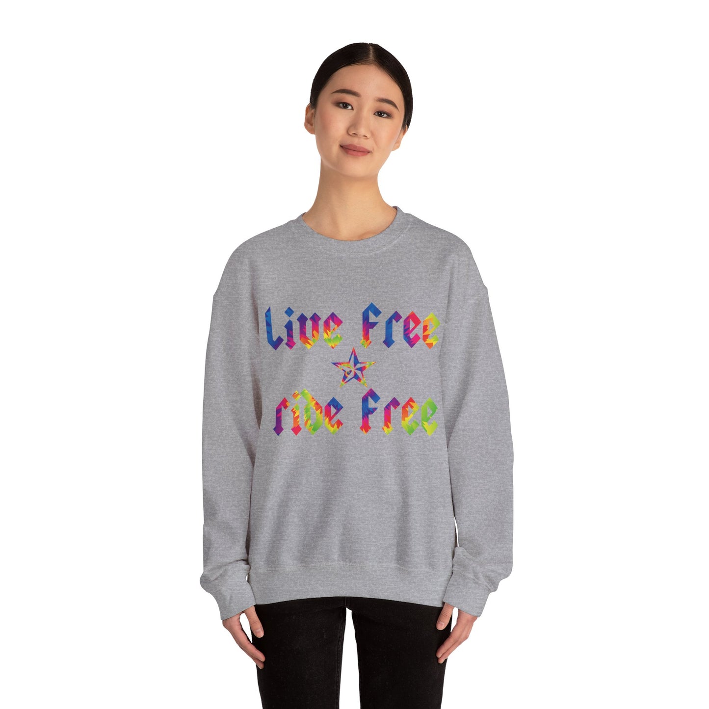 Live Free Ride Free Tie Dye Unisex Heavy Blend™ Crewneck Sweatshirt