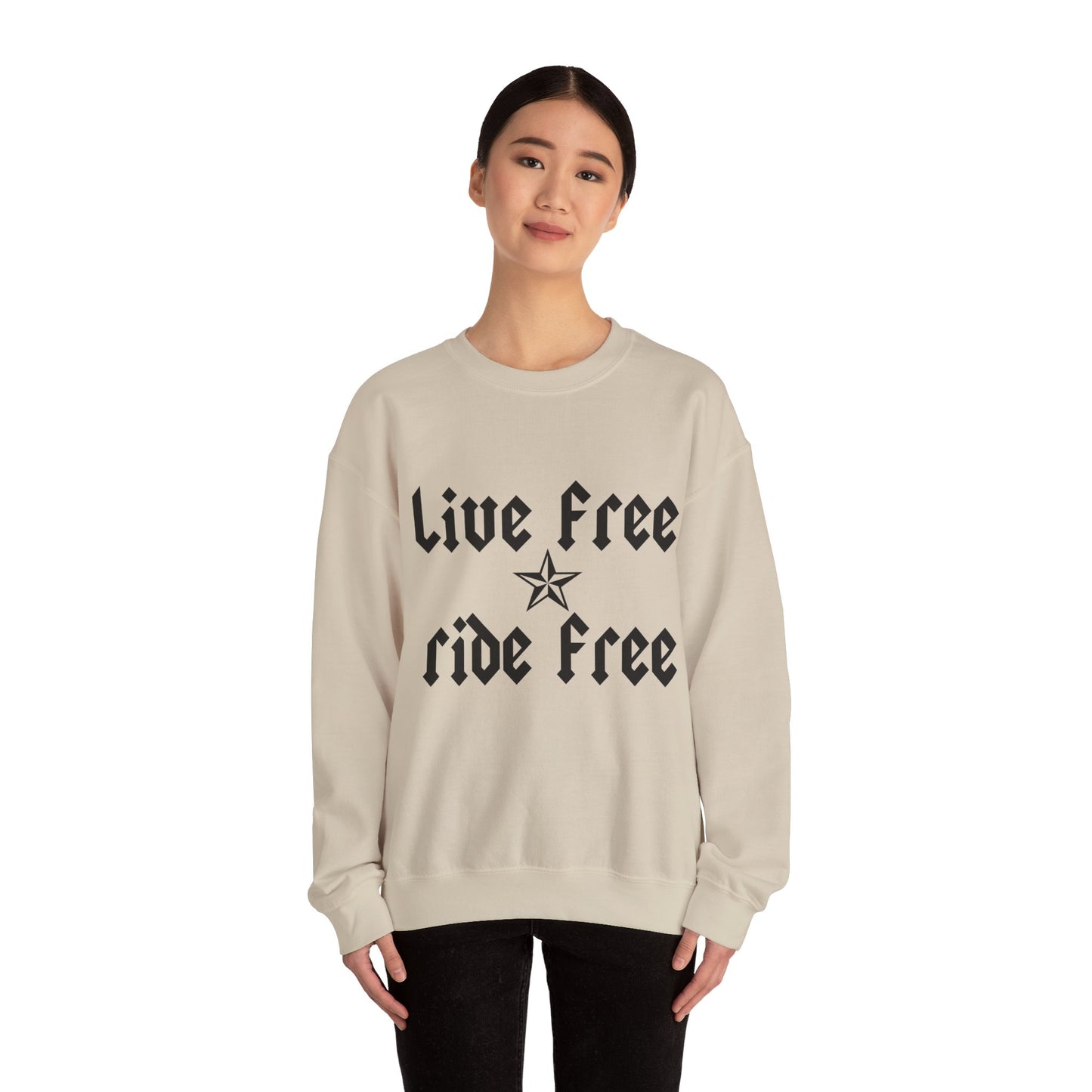 Live Free Ride Free - Dark Letters - Unisex Heavy Blend™ Crewneck Sweatshirt