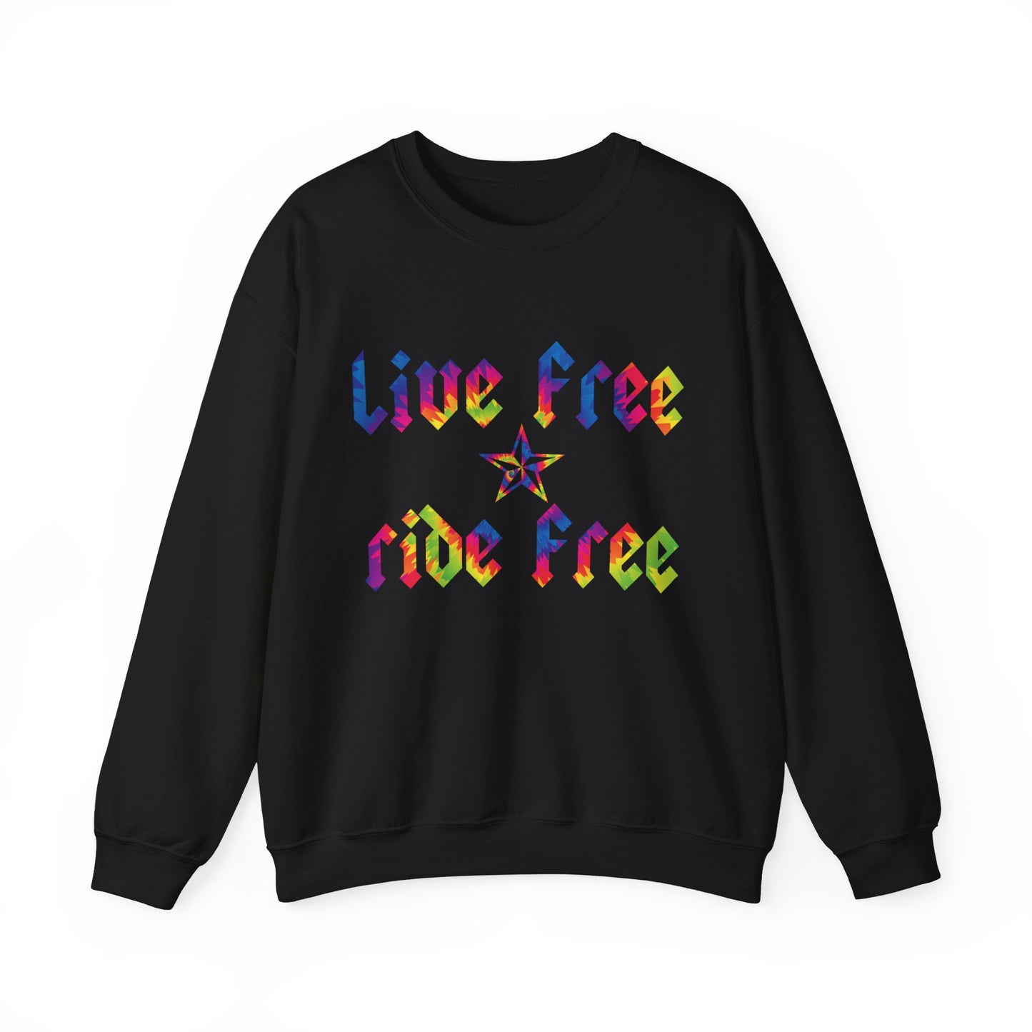 Live Free Ride Free Tie Dye Unisex Heavy Blend™ Crewneck Sweatshirt