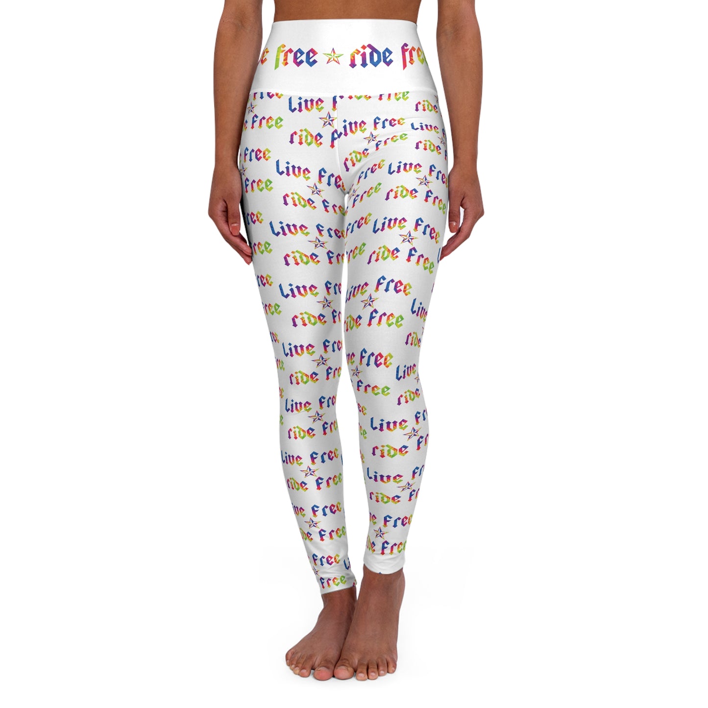 Live Free Ride Free - High Waisted Yoga Leggings (AOP)