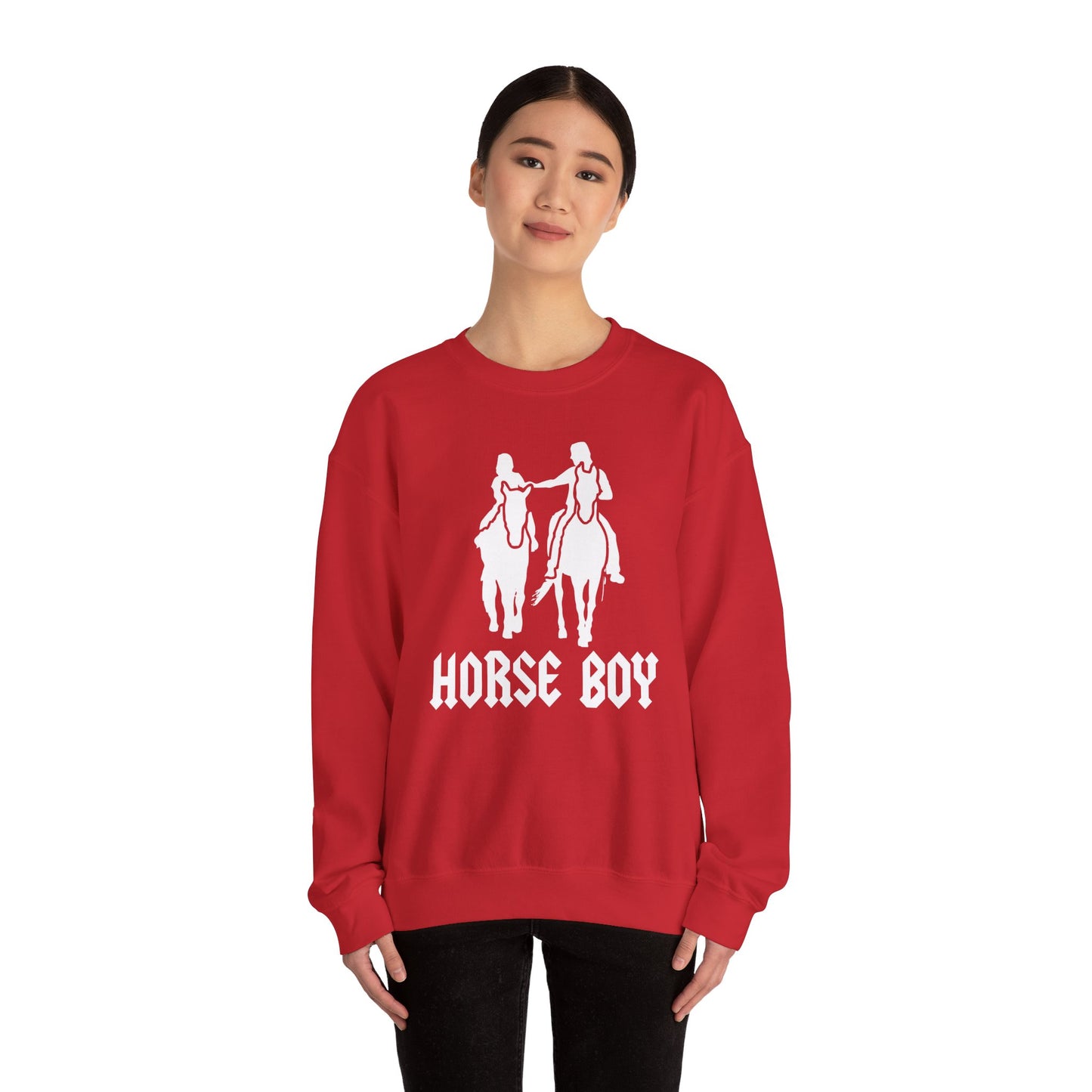 Horse Boy Logo White - Unisex Heavy Blend™ Crewneck Sweatshirt