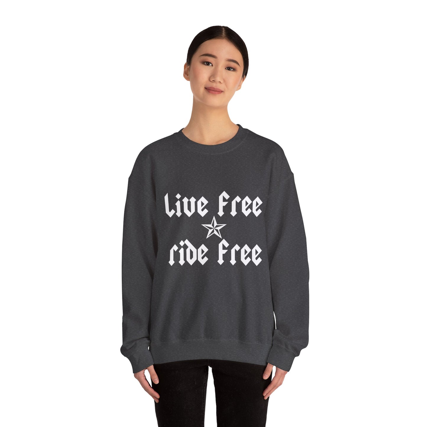 Live Free Ride Free - Light Letters - Unisex Heavy Blend™ Crewneck Sweatshirt