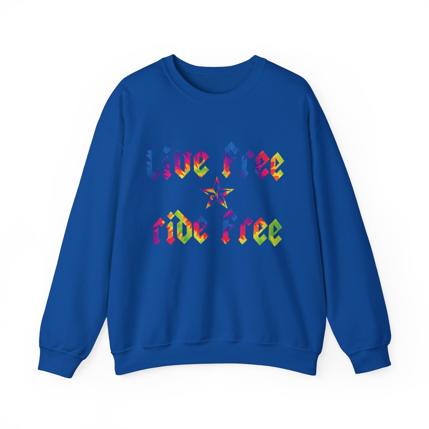 Live Free Ride Free Tie Dye Unisex Heavy Blend™ Crewneck Sweatshirt