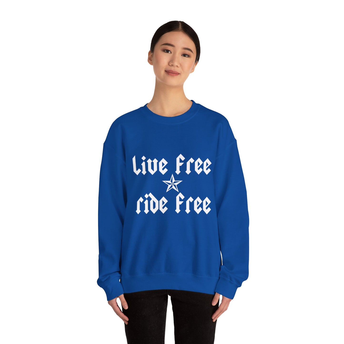 Live Free Ride Free - Light Letters - Unisex Heavy Blend™ Crewneck Sweatshirt