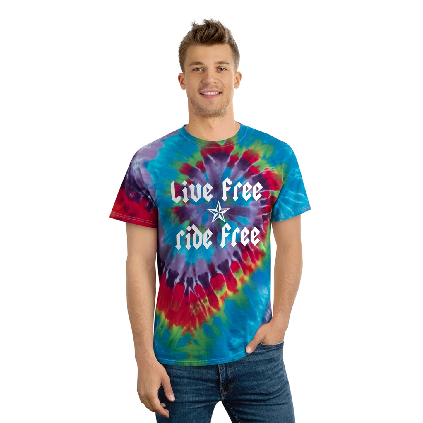 Live Free Ride Free - Tie-Dye Tee, Spiral