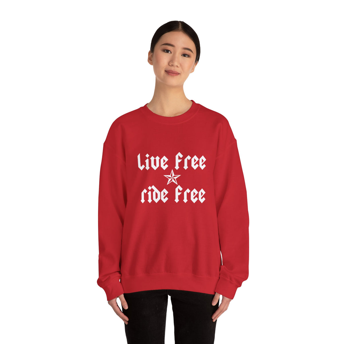 Live Free Ride Free - Light Letters - Unisex Heavy Blend™ Crewneck Sweatshirt