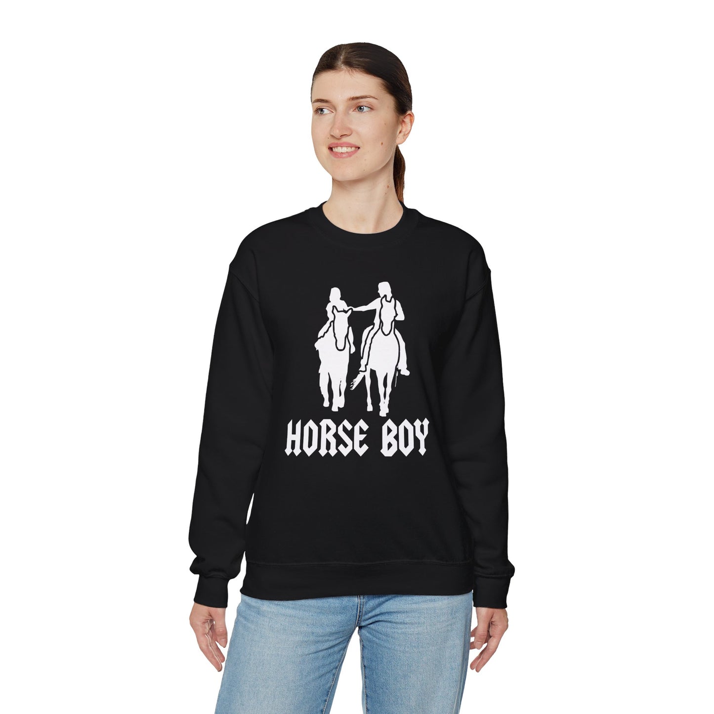 Horse Boy Logo White - Unisex Heavy Blend™ Crewneck Sweatshirt