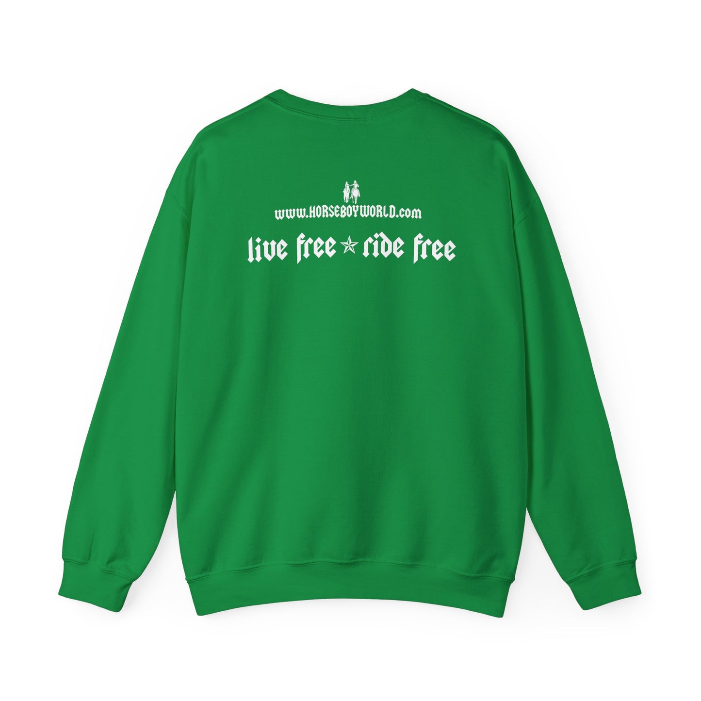 Horse Boy Logo Small White - Unisex Heavy Blend™ Crewneck Sweatshirt