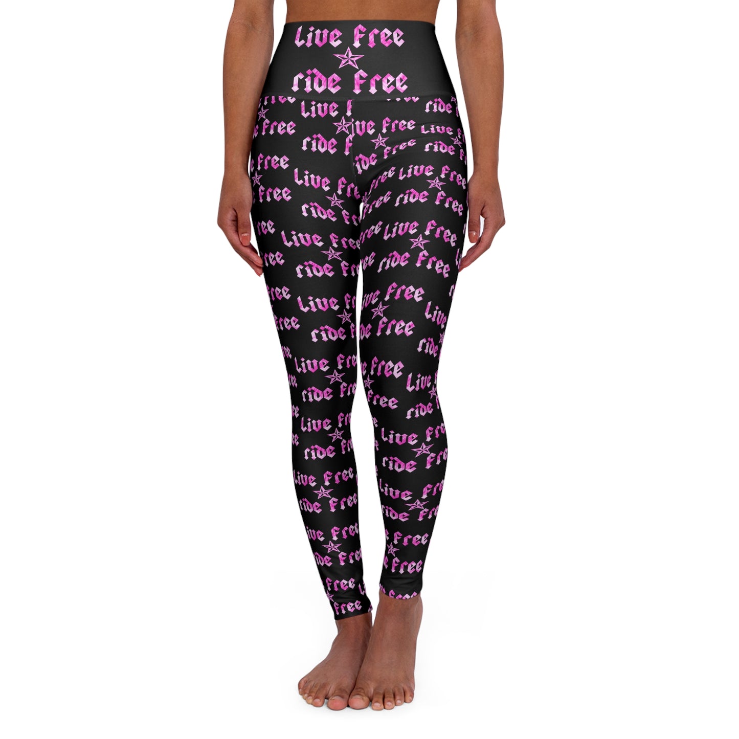 Live Free Ride Free Pink Tie Dye - High Waisted Yoga Leggings (AOP)