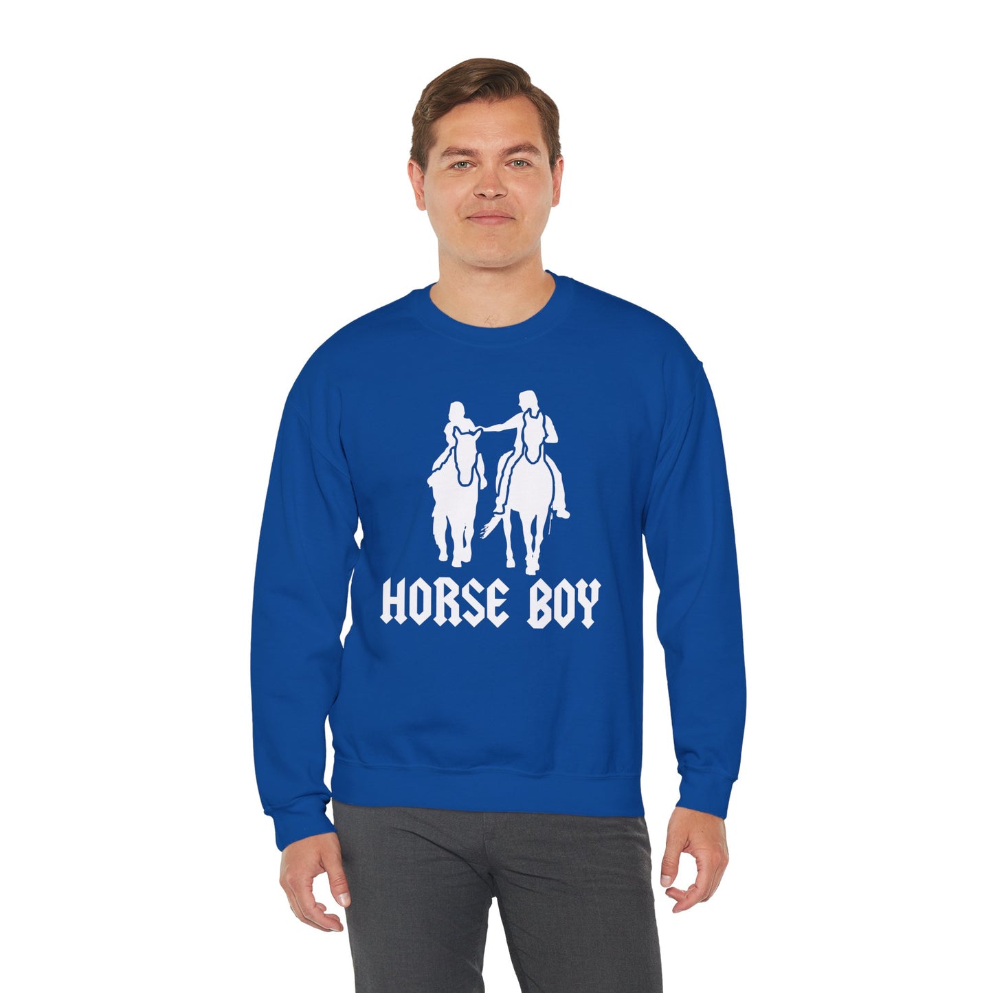 Horse Boy Logo White - Unisex Heavy Blend™ Crewneck Sweatshirt
