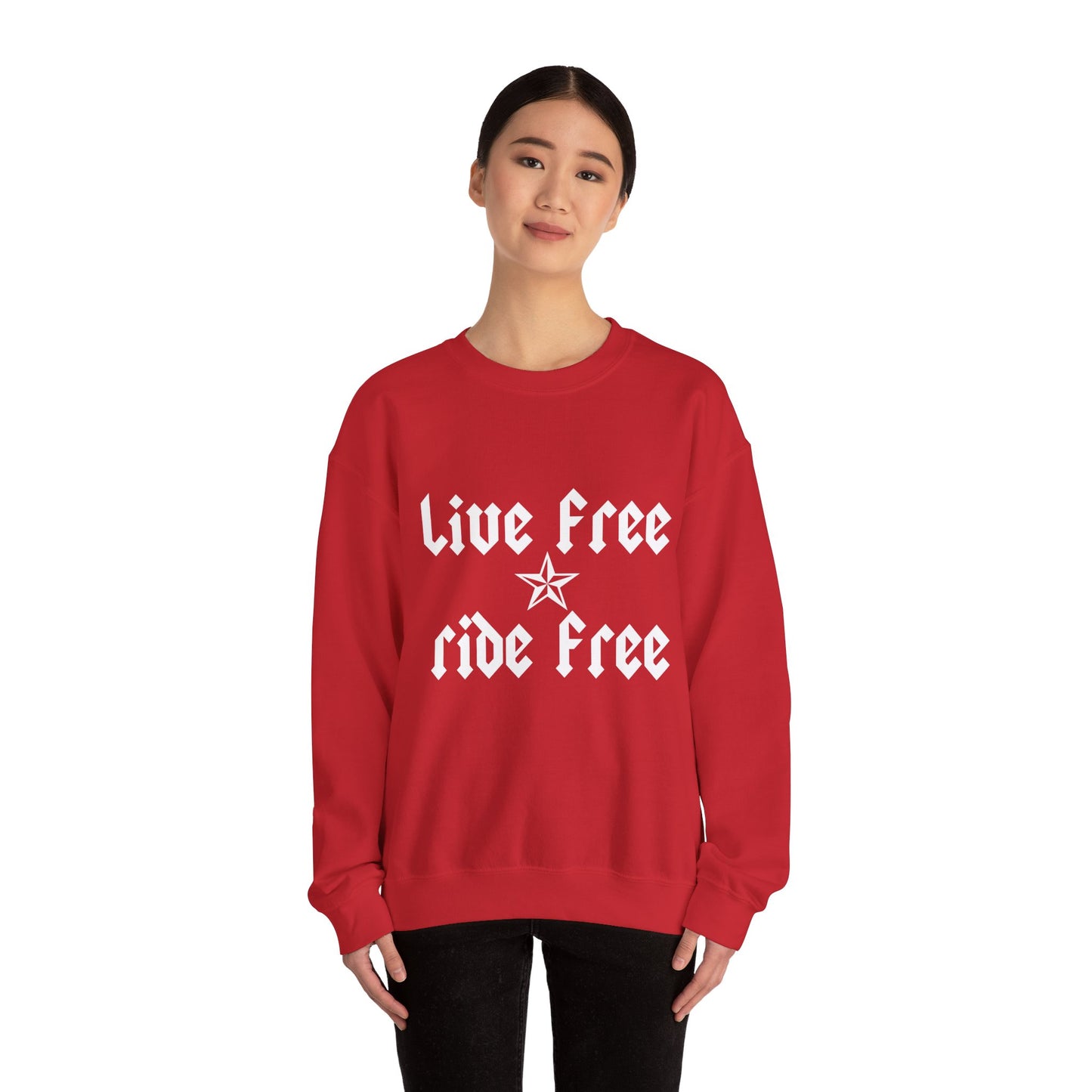 Live Free Ride Free - Light Letters - Unisex Heavy Blend™ Crewneck Sweatshirt