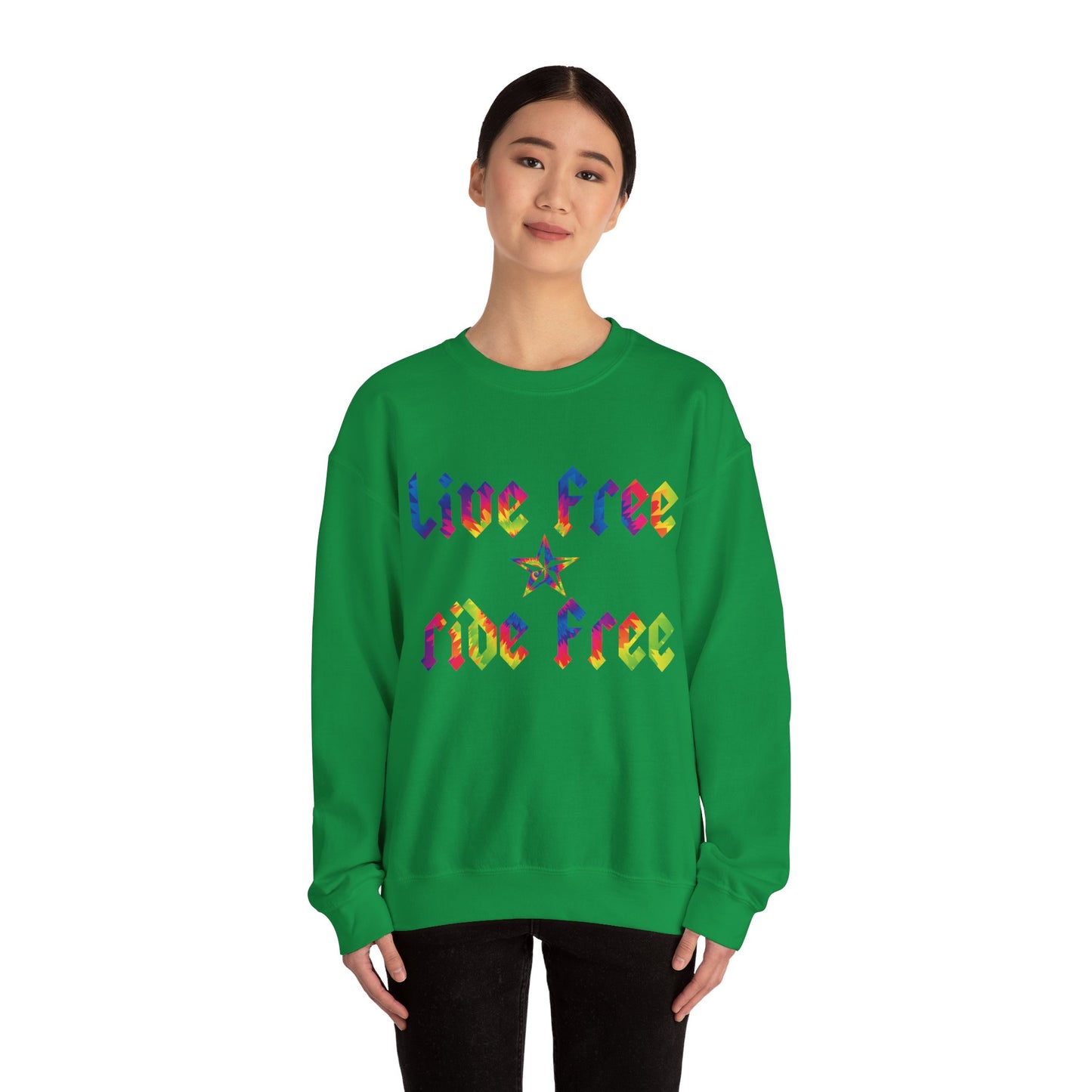 Live Free Ride Free Tie Dye Unisex Heavy Blend™ Crewneck Sweatshirt