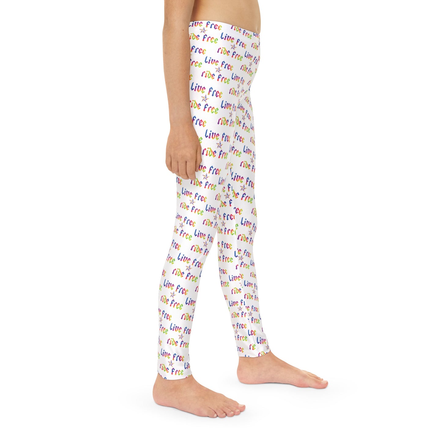 Live Free Ride Free - Tie Dye - Youth Full-Length Leggings (AOP)