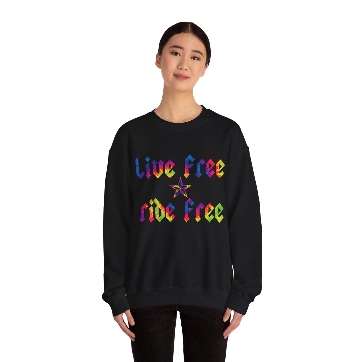 Live Free Ride Free Tie Dye Unisex Heavy Blend™ Crewneck Sweatshirt