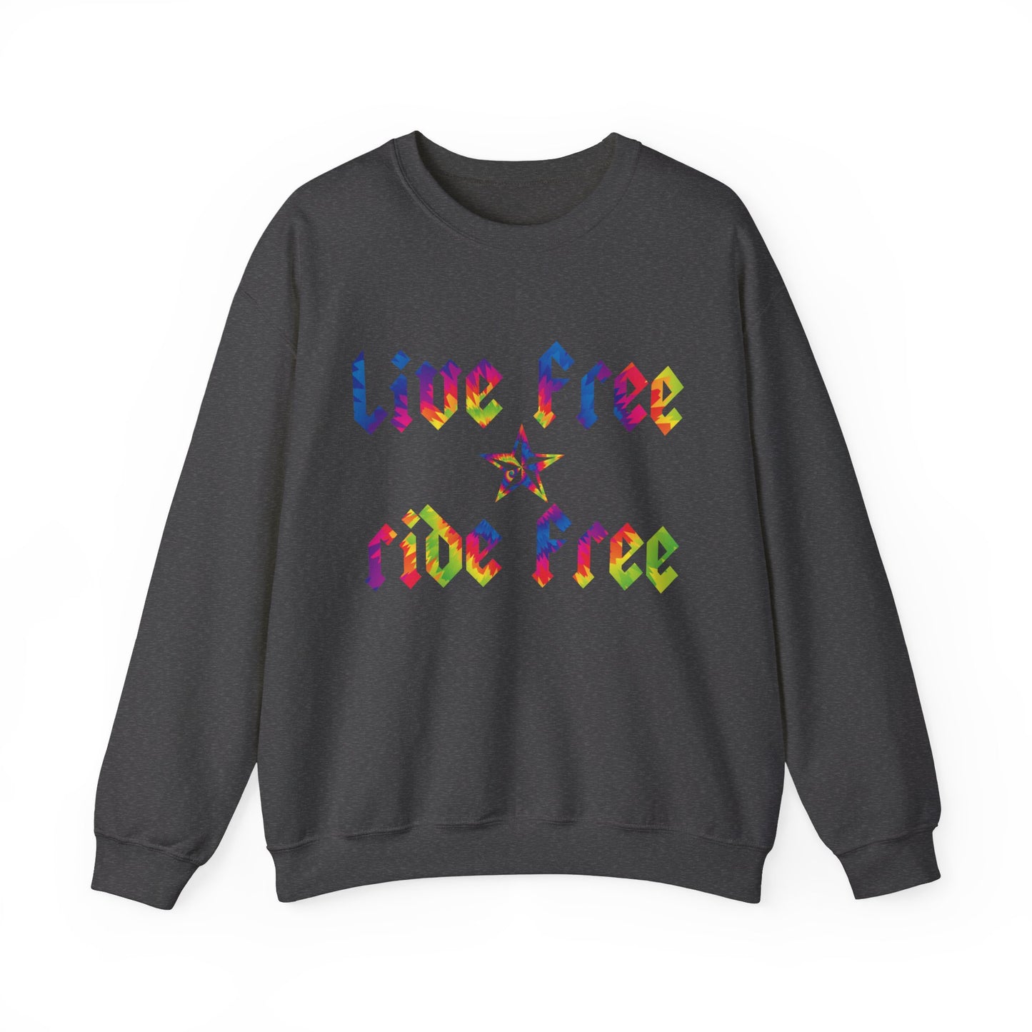 Live Free Ride Free Tie Dye Unisex Heavy Blend™ Crewneck Sweatshirt