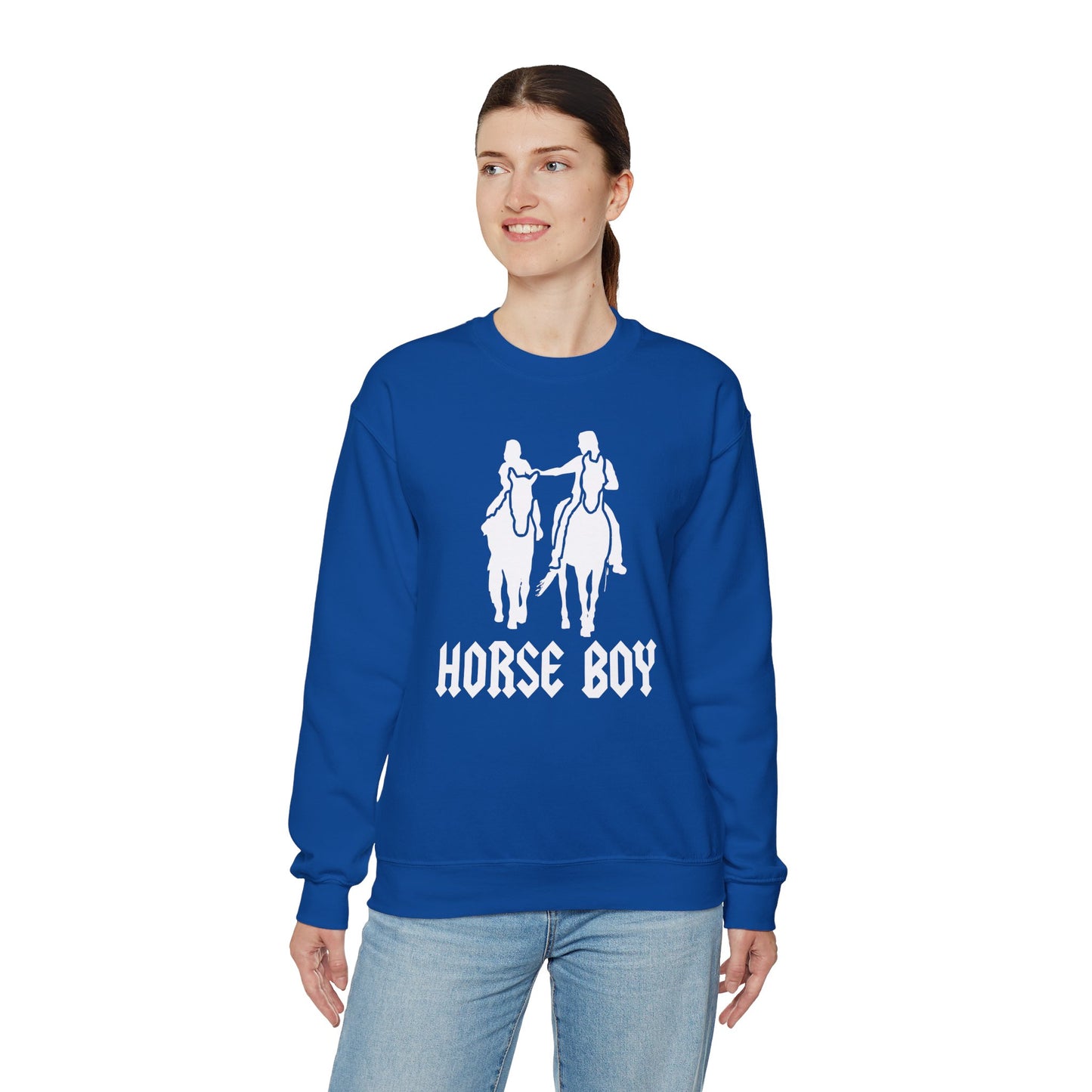 Horse Boy Logo White - Unisex Heavy Blend™ Crewneck Sweatshirt