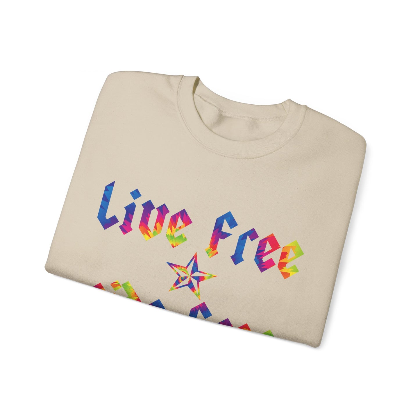 Live Free Ride Free Tie Dye Unisex Heavy Blend™ Crewneck Sweatshirt