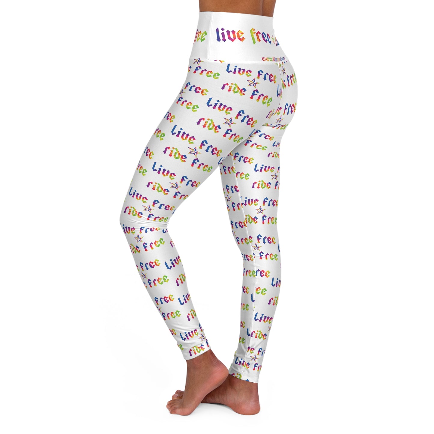 Live Free Ride Free - High Waisted Yoga Leggings (AOP)