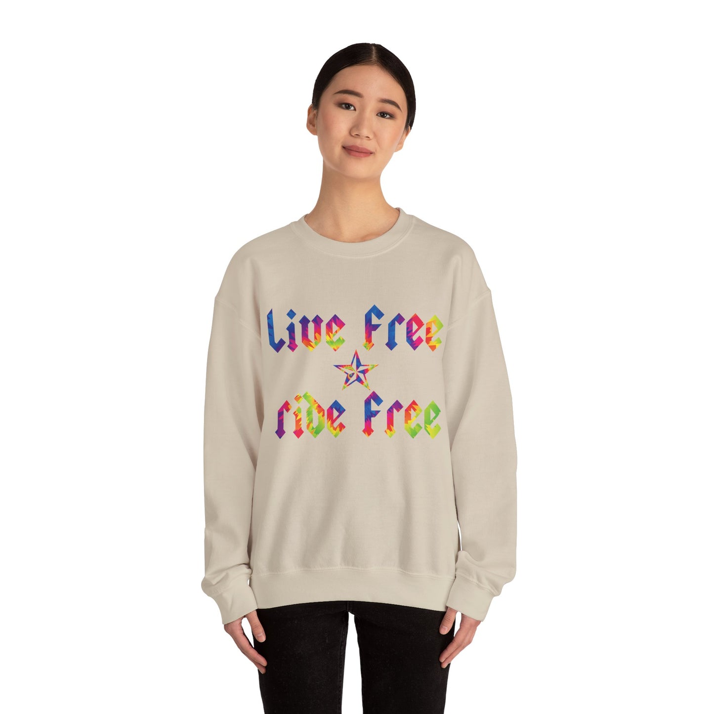 Live Free Ride Free Tie Dye Unisex Heavy Blend™ Crewneck Sweatshirt