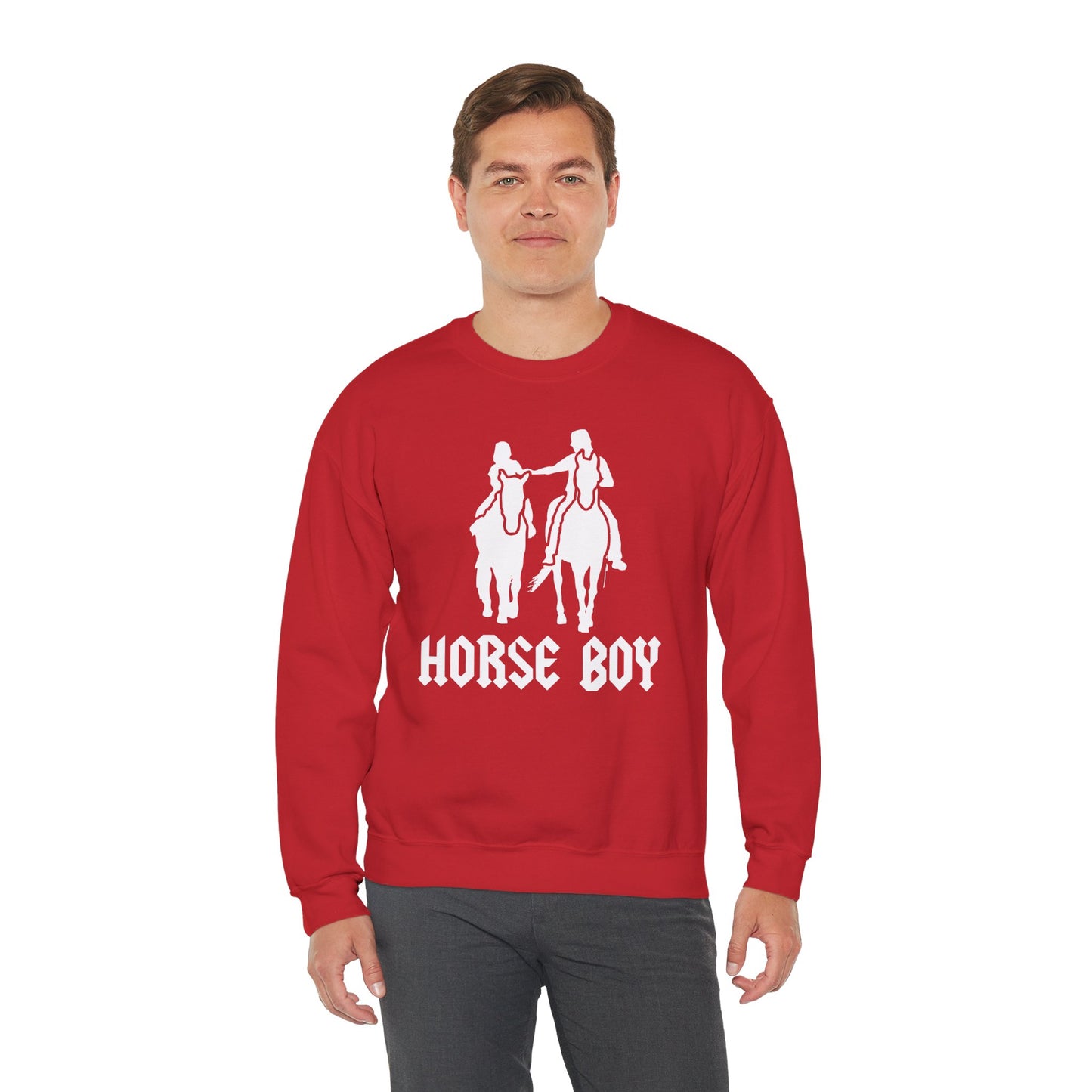 Horse Boy Logo White - Unisex Heavy Blend™ Crewneck Sweatshirt