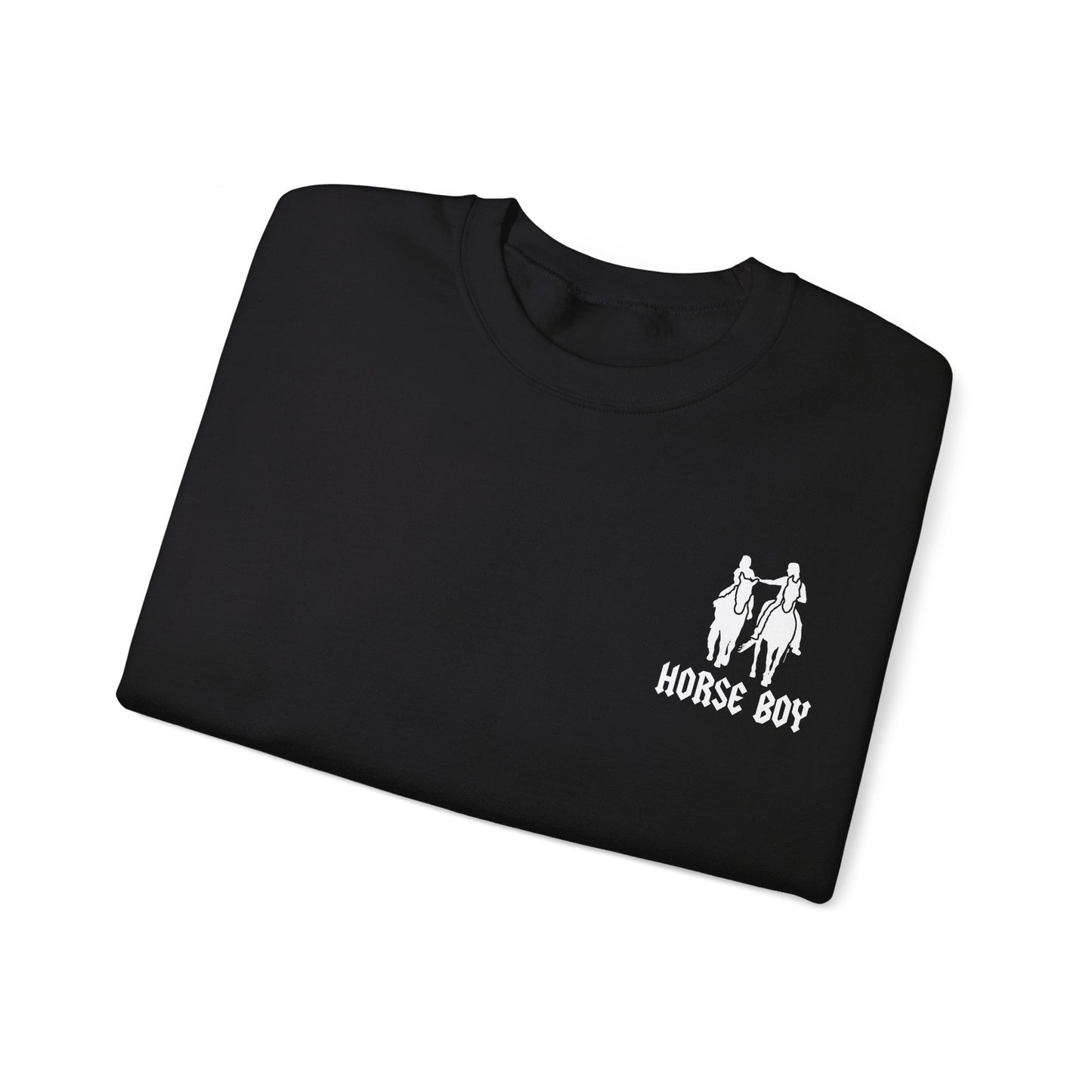 Horse Boy Logo Small White - Unisex Heavy Blend™ Crewneck Sweatshirt