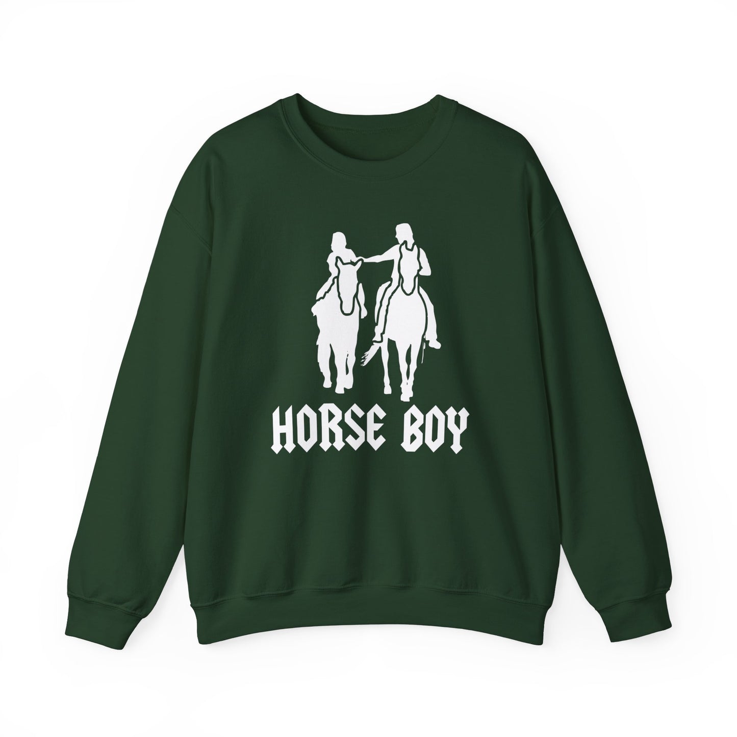 Horse Boy Logo White - Unisex Heavy Blend™ Crewneck Sweatshirt