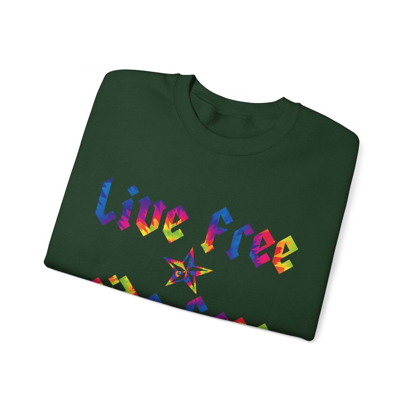 Live Free Ride Free Tie Dye Unisex Heavy Blend™ Crewneck Sweatshirt