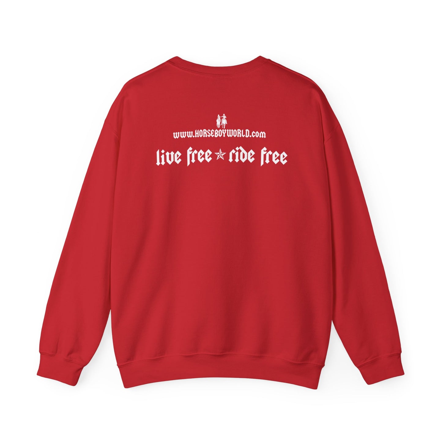 Horse Boy Logo Small White - Unisex Heavy Blend™ Crewneck Sweatshirt
