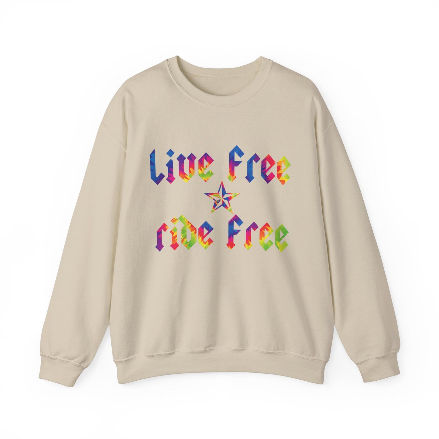 Live Free Ride Free Tie Dye Unisex Heavy Blend™ Crewneck Sweatshirt