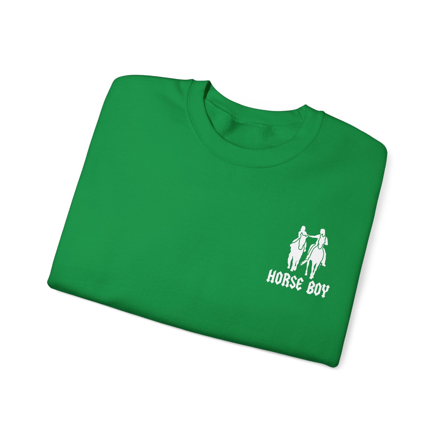 Horse Boy Logo Small White - Unisex Heavy Blend™ Crewneck Sweatshirt