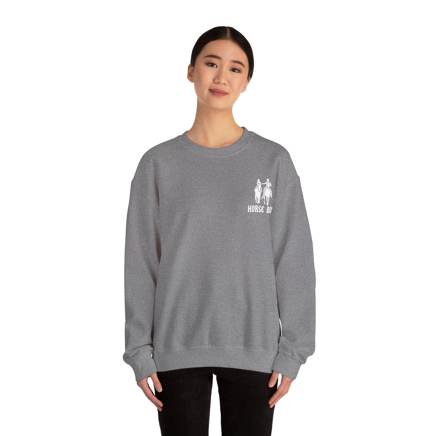 Horse Boy Logo Small White - Unisex Heavy Blend™ Crewneck Sweatshirt