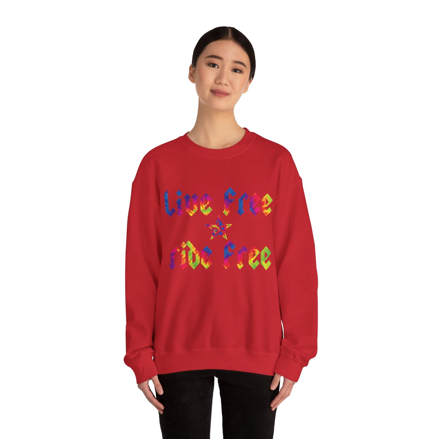 Live Free Ride Free Tie Dye Unisex Heavy Blend™ Crewneck Sweatshirt