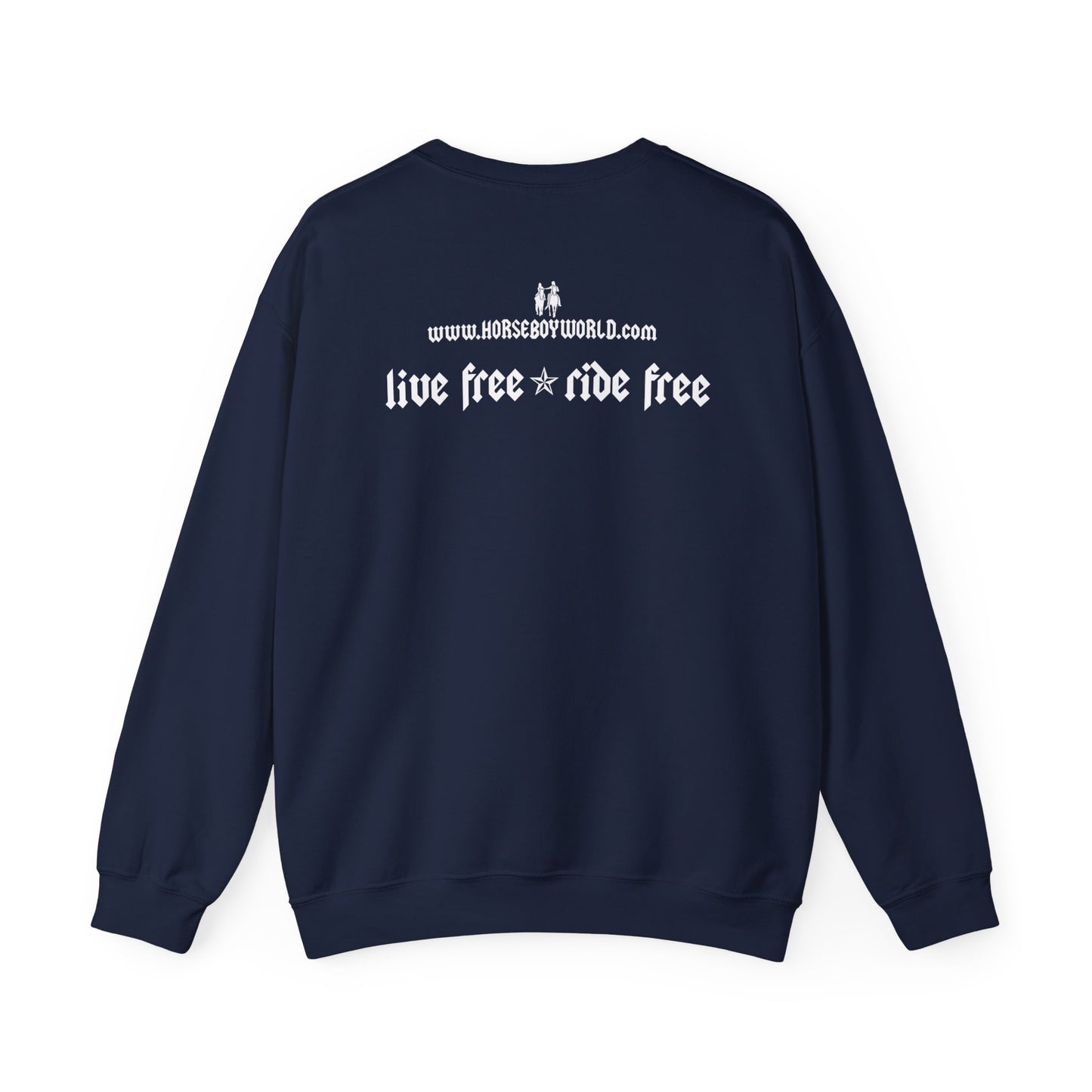 Horse Boy Logo Small White - Unisex Heavy Blend™ Crewneck Sweatshirt