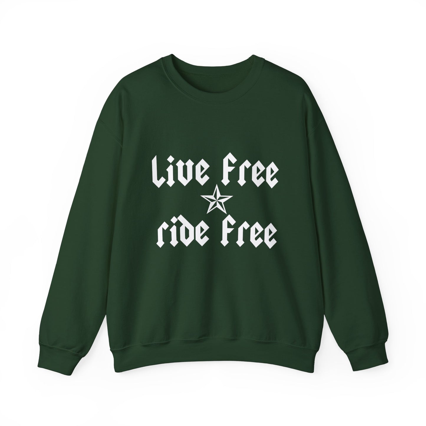 Live Free Ride Free - Light Letters - Unisex Heavy Blend™ Crewneck Sweatshirt