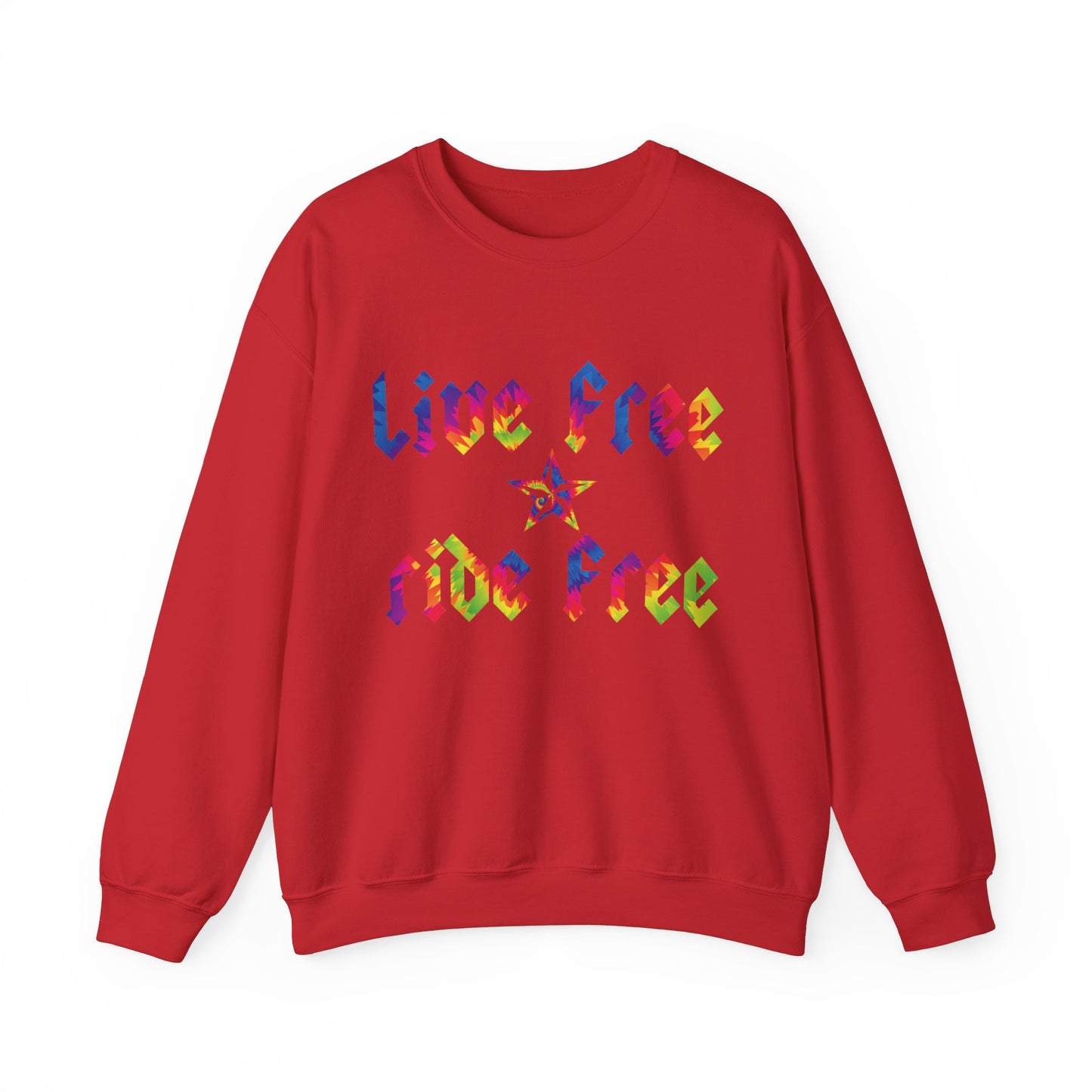 Live Free Ride Free Tie Dye Unisex Heavy Blend™ Crewneck Sweatshirt