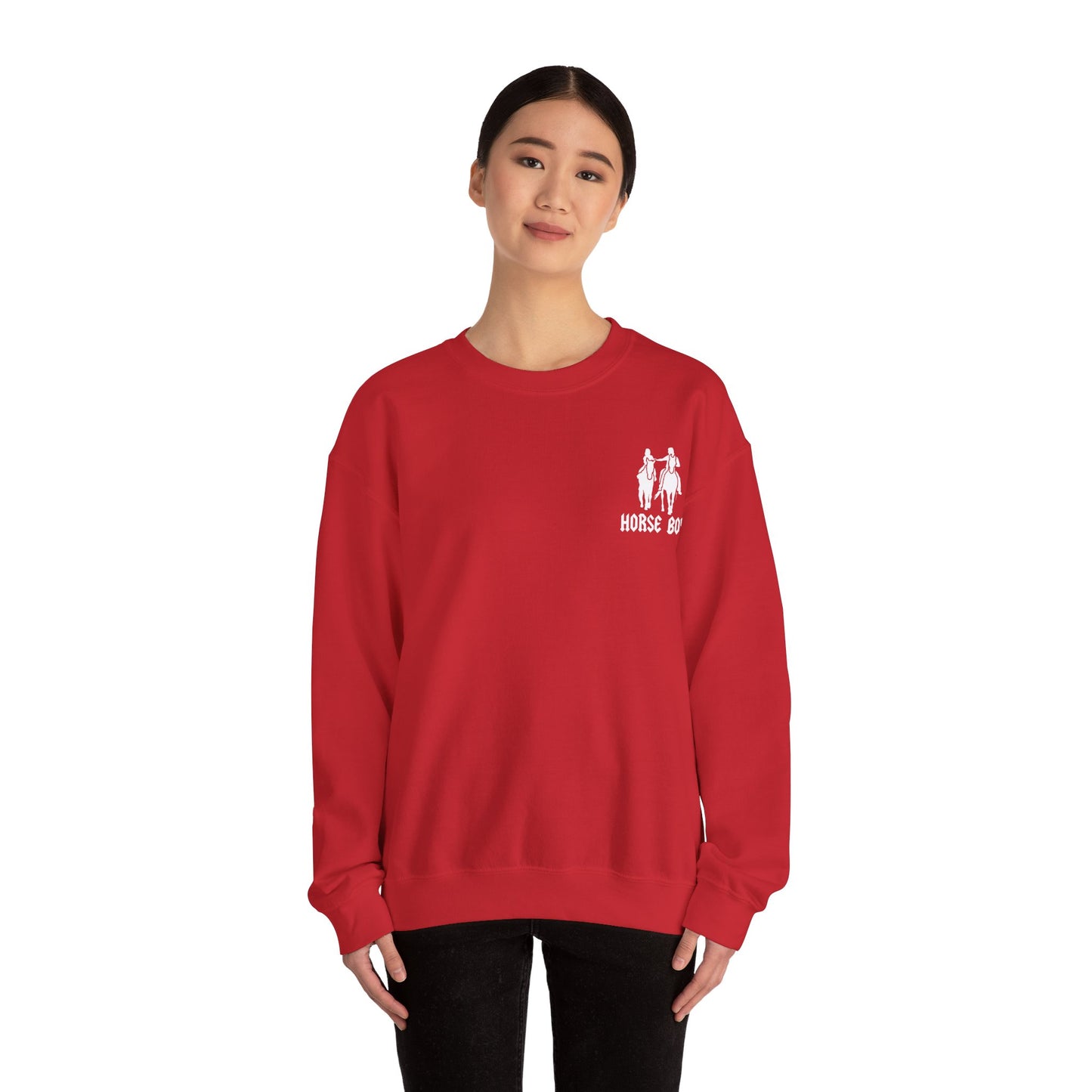 Horse Boy Logo Small White - Unisex Heavy Blend™ Crewneck Sweatshirt