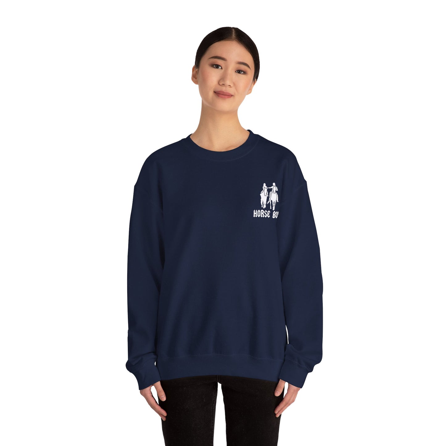 Horse Boy Logo Small White - Unisex Heavy Blend™ Crewneck Sweatshirt