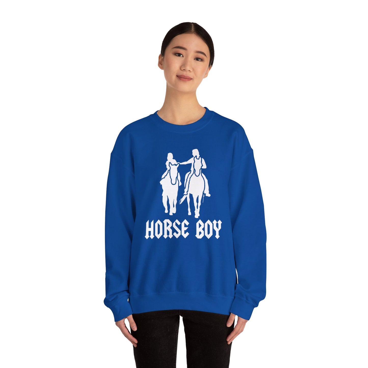 Horse Boy Logo White - Unisex Heavy Blend™ Crewneck Sweatshirt