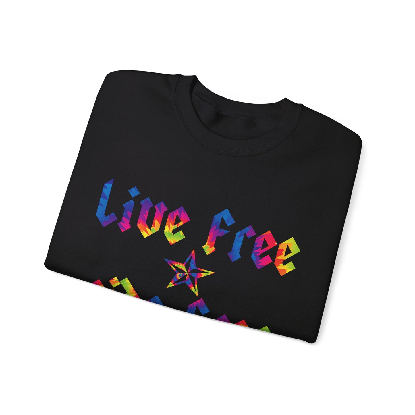 Live Free Ride Free Tie Dye Unisex Heavy Blend™ Crewneck Sweatshirt