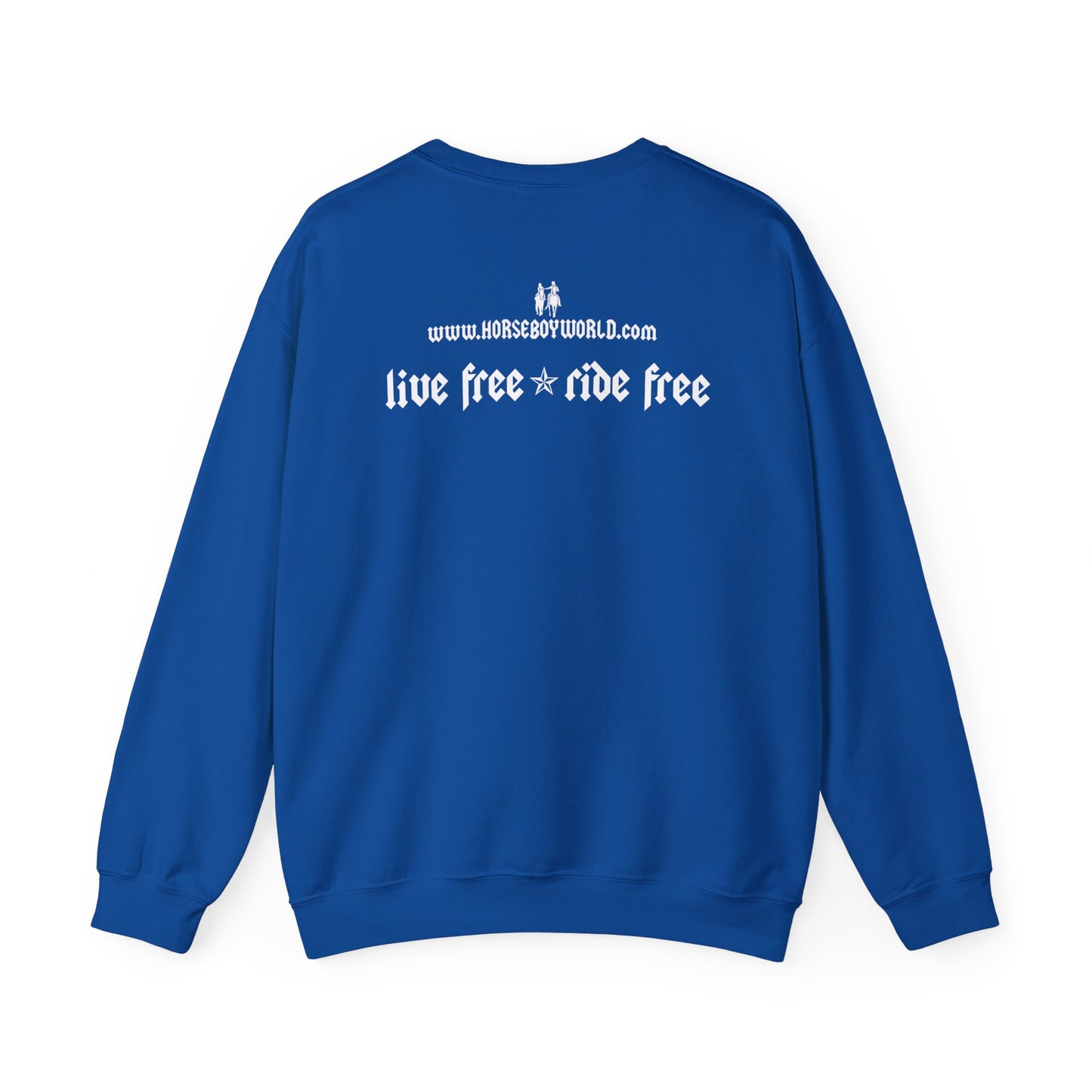 Horse Boy Logo Small White - Unisex Heavy Blend™ Crewneck Sweatshirt