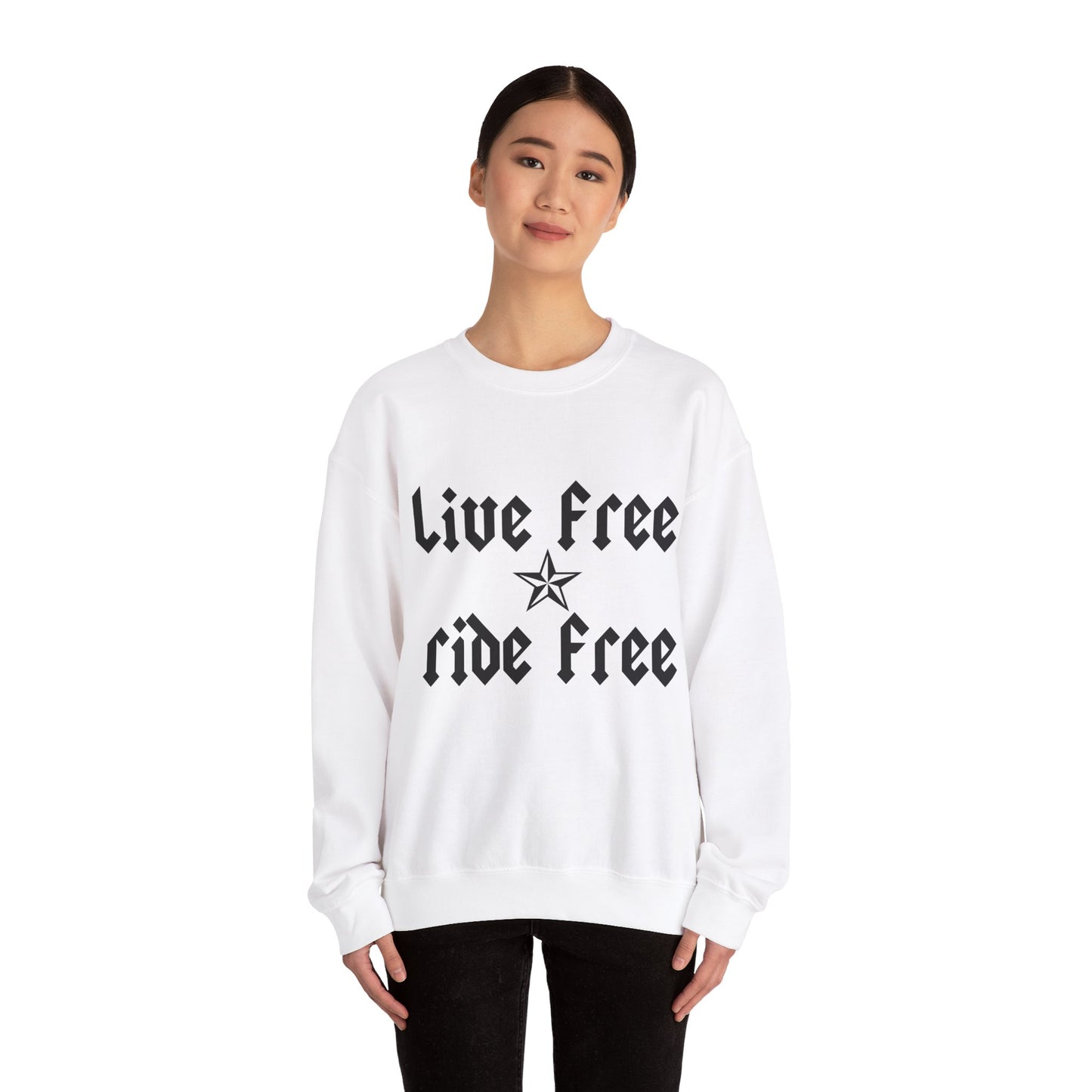 Live Free Ride Free - Dark Letters - Unisex Heavy Blend™ Crewneck Sweatshirt