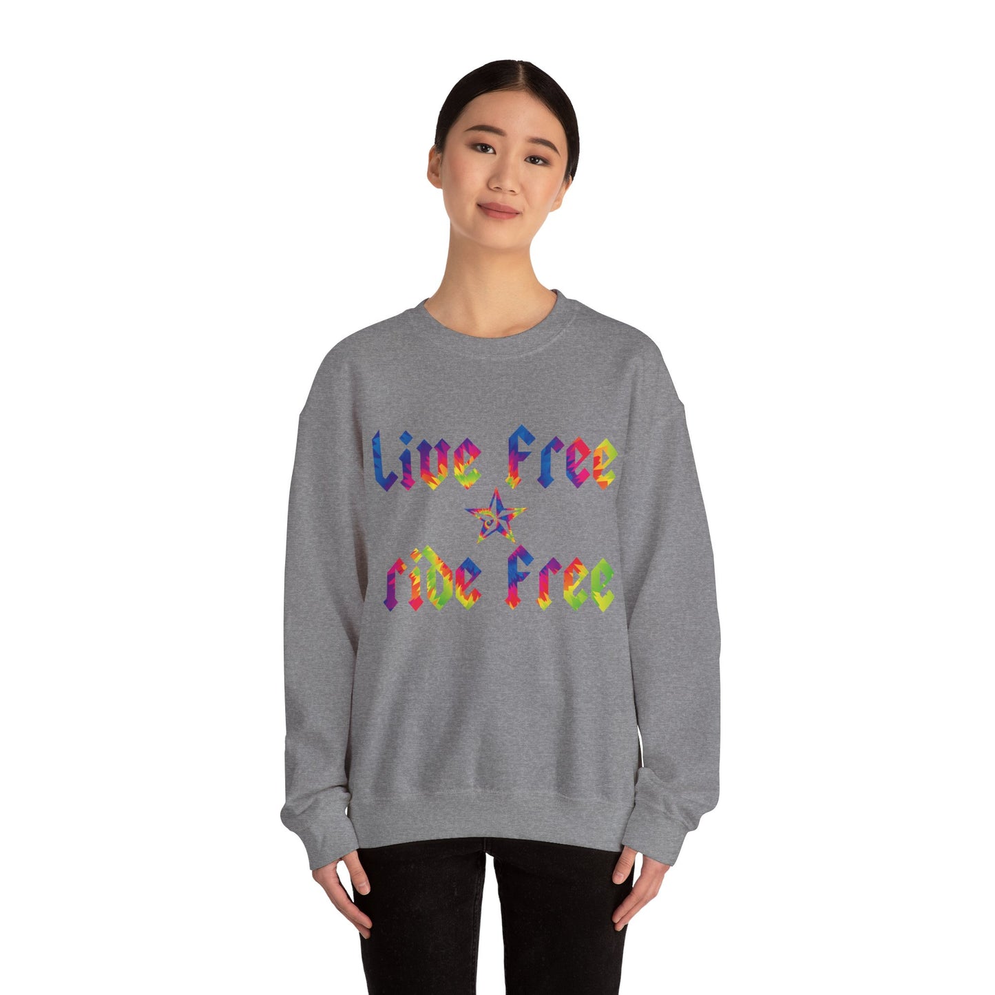 Live Free Ride Free Tie Dye Unisex Heavy Blend™ Crewneck Sweatshirt