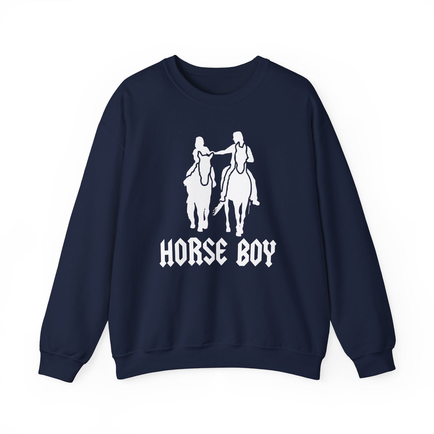 Horse Boy Logo White - Unisex Heavy Blend™ Crewneck Sweatshirt
