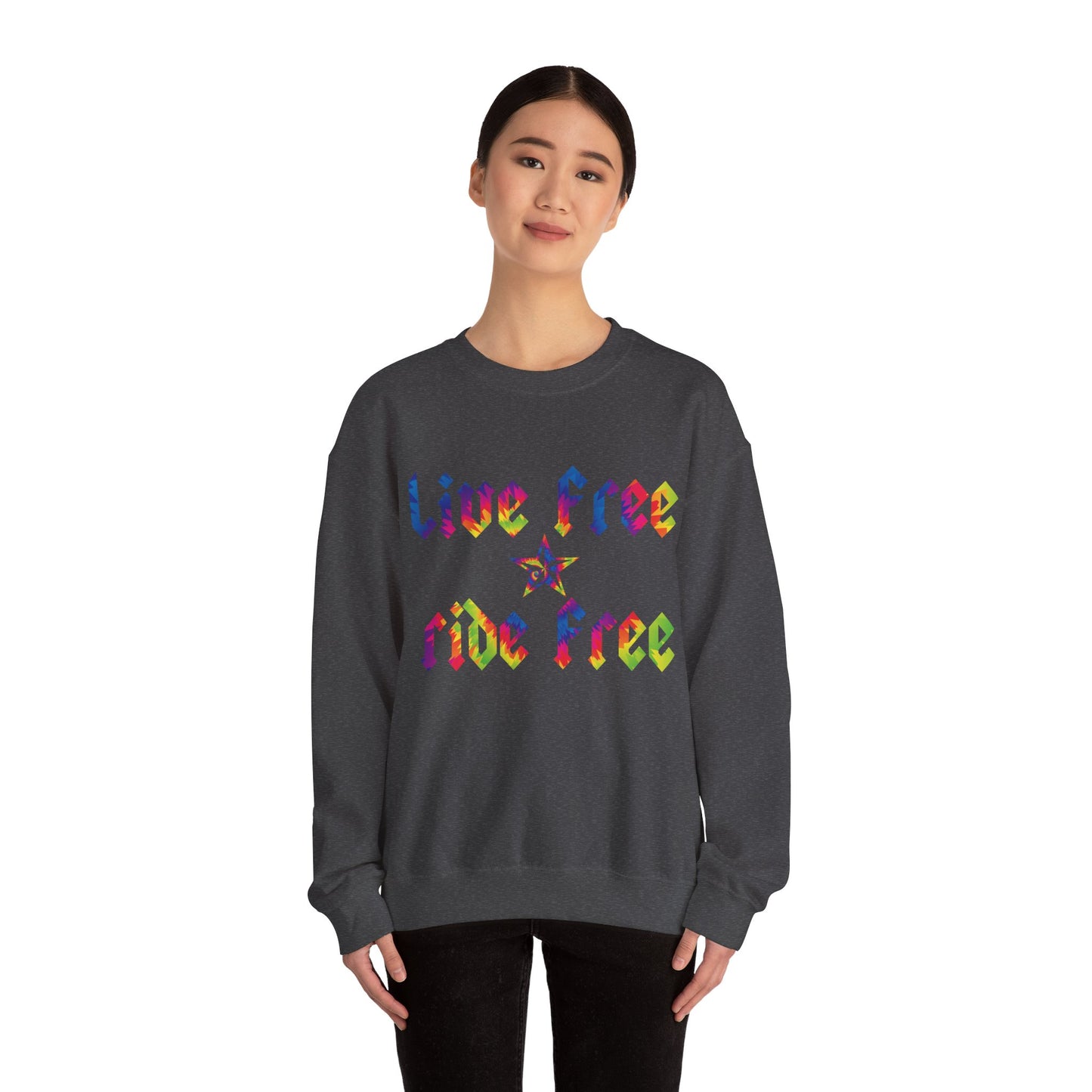 Live Free Ride Free Tie Dye Unisex Heavy Blend™ Crewneck Sweatshirt