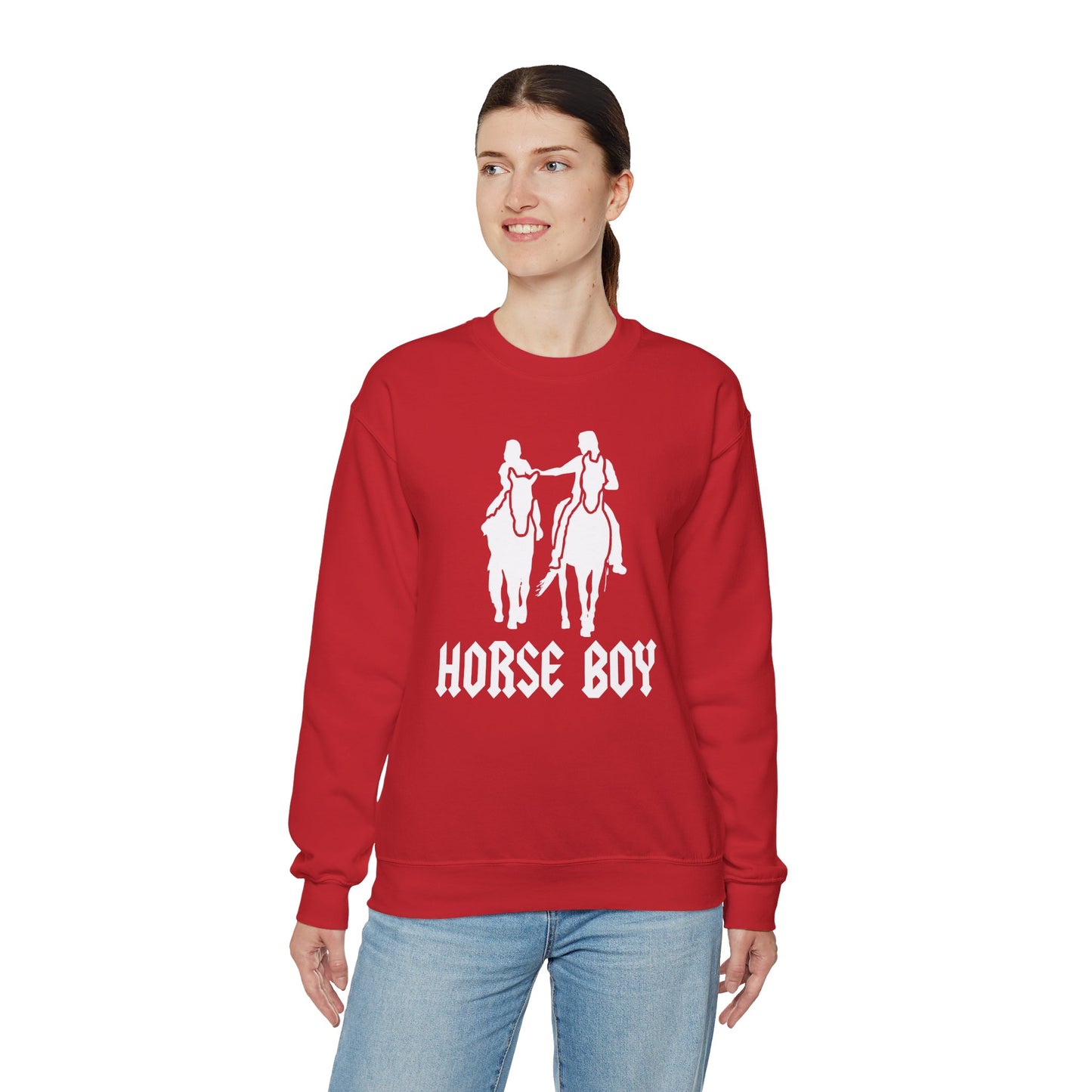 Horse Boy Logo White - Unisex Heavy Blend™ Crewneck Sweatshirt