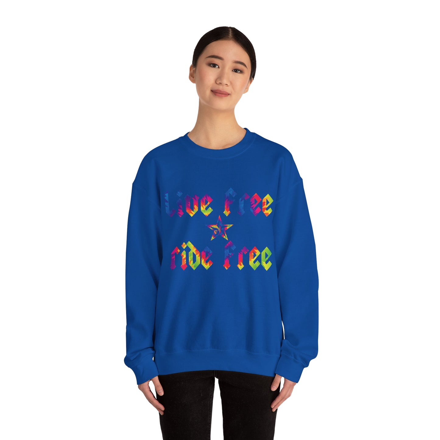 Live Free Ride Free Tie Dye Unisex Heavy Blend™ Crewneck Sweatshirt
