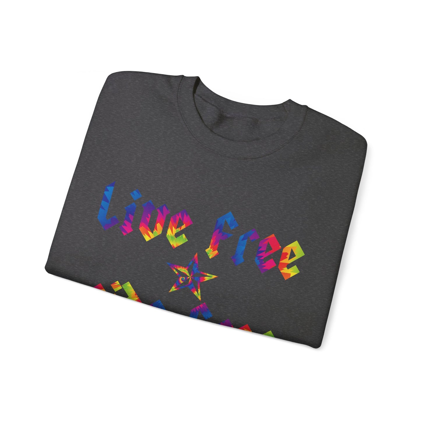 Live Free Ride Free Tie Dye Unisex Heavy Blend™ Crewneck Sweatshirt
