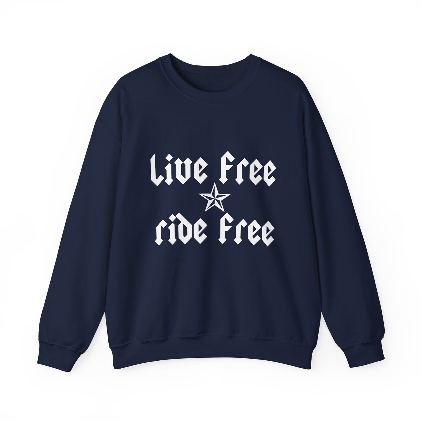 Live Free Ride Free - Light Letters - Unisex Heavy Blend™ Crewneck Sweatshirt