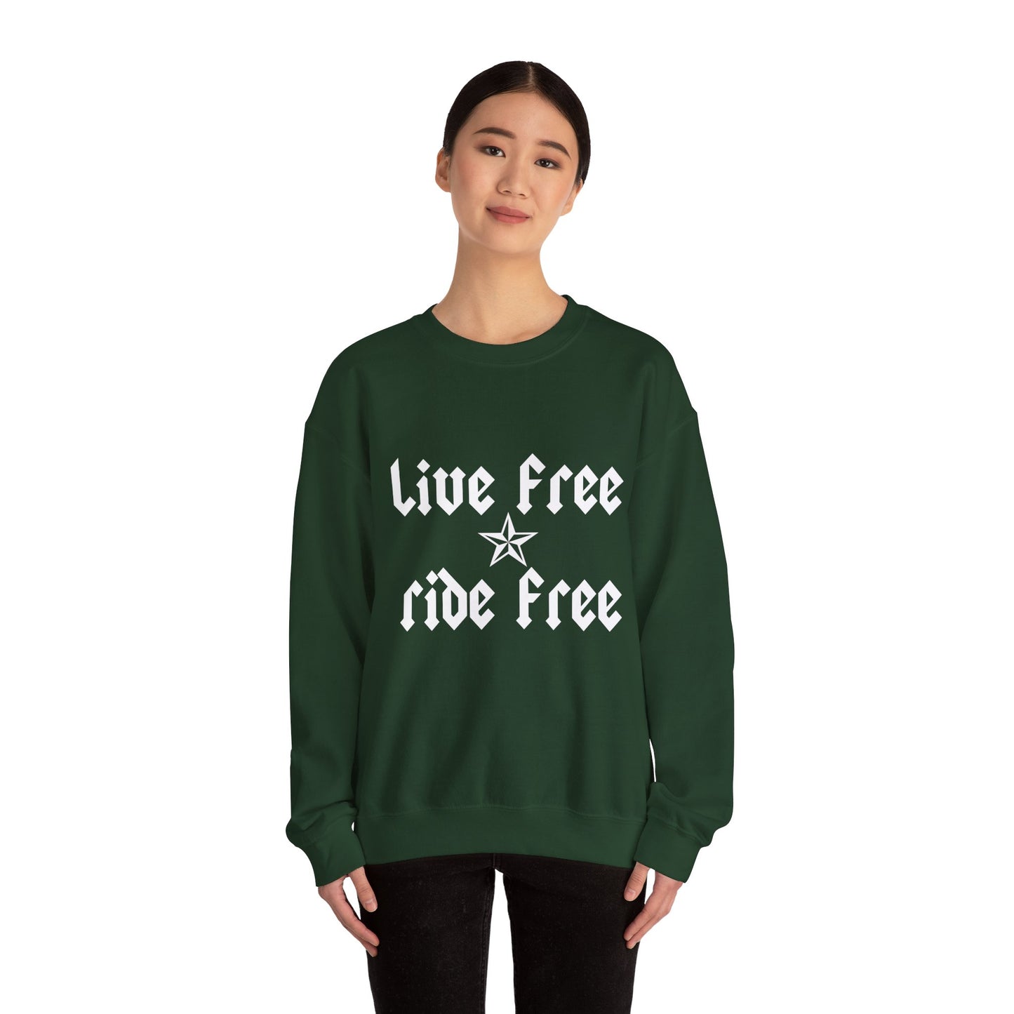Live Free Ride Free - Light Letters - Unisex Heavy Blend™ Crewneck Sweatshirt