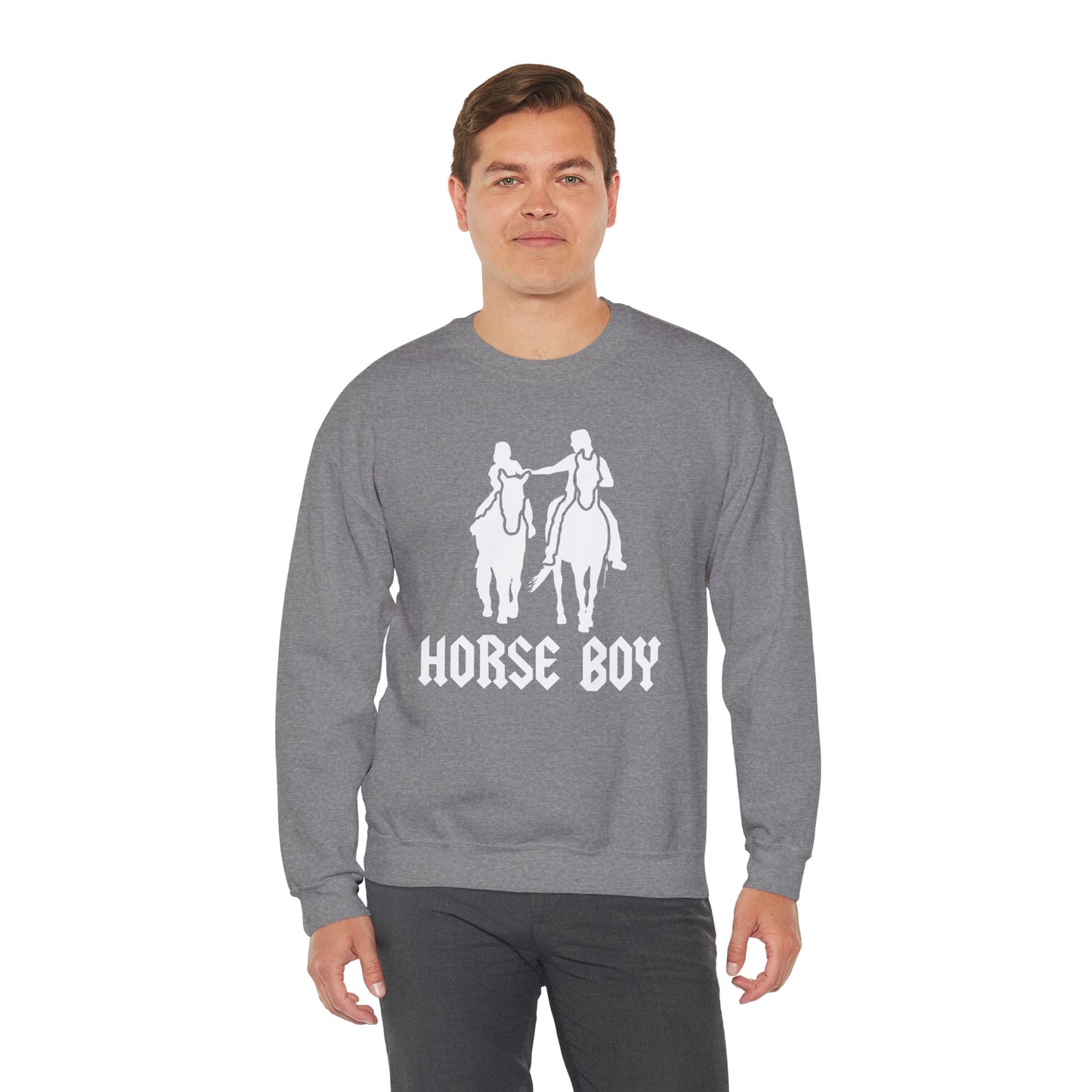 Horse Boy Logo White - Unisex Heavy Blend™ Crewneck Sweatshirt